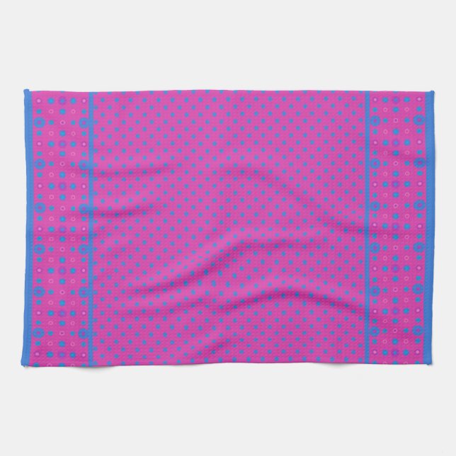 Kichen Handtuch, Magenta: Helle blaue Punkte Handtuch (Horizontal)