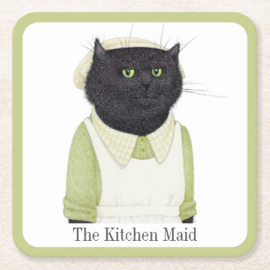 KICHEN MAID CAT Square Paper Untersetzer + Text