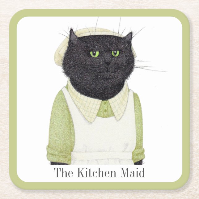 KICHEN MAID CAT Square Paper Untersetzer + Text (Vorderseite)