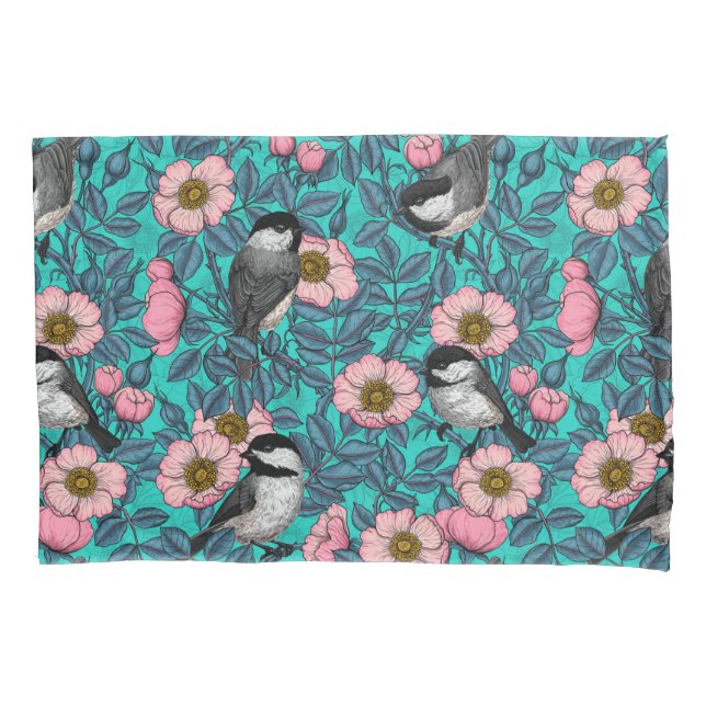 Kichererbsen in freier Rose, rosa und blau Kissenbezug (Vorderseite)