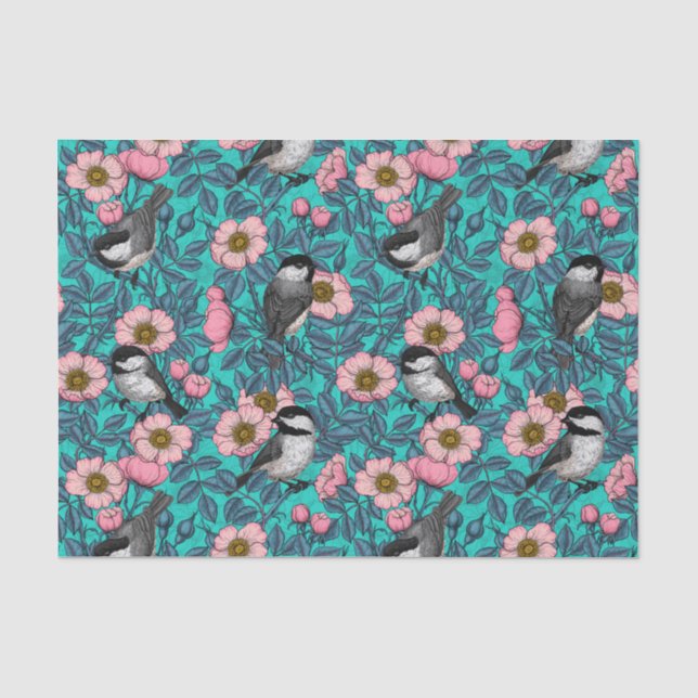 Kichererbsen in freier Rose, rosa und blau Seidenpapier (Vorderseite)