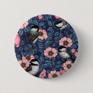 Kichererbsen in wilder Rose in Rosa und Blau Button