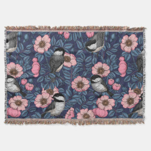 Kichererbsen in wilder Rose in Rosa und Blau Decke