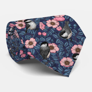 Kichererbsen in wilder Rose in Rosa und Blau Krawatte