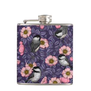 Kichererbsen in wilder Rose in Rosa und Violett Flachmann