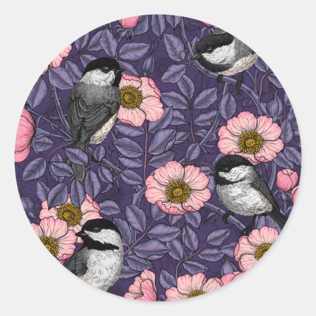Kichererbsen in wilder Rose in Rosa und Violett Runder Aufkleber (Vorderseite)