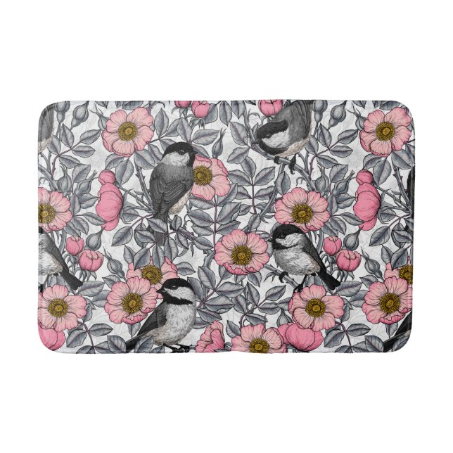 Kichererbsen in wilder Rose, rosa und grau Badematte (Vorderseite)