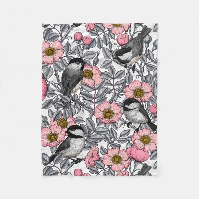 Kichererbsen in wilder Rose, rosa und grau Fleecedecke (Vorderseite)