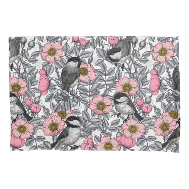 Kichererbsen in wilder Rose, rosa und grau Kissenbezug (Vorderseite)