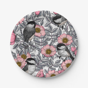 Kichererbsen in wilder Rose, rosa und grau Pappteller