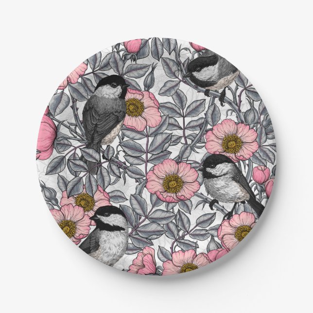 Kichererbsen in wilder Rose, rosa und grau Pappteller (Vorderseite)