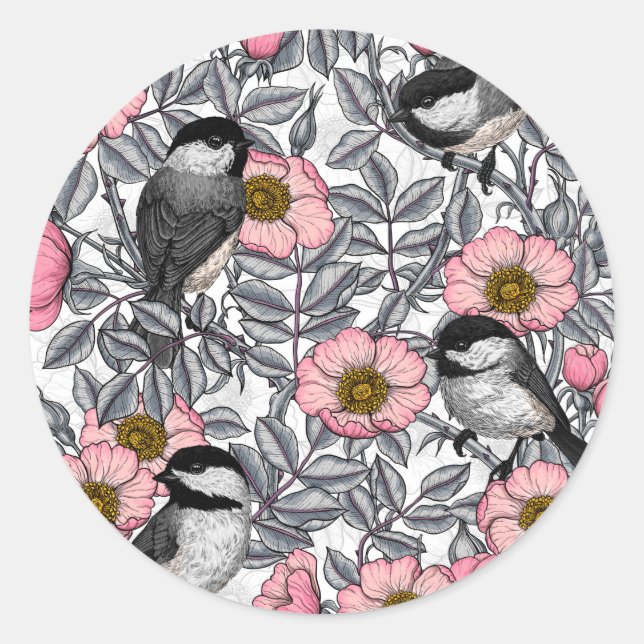 Kichererbsen in wilder Rose, rosa und grau Runder Aufkleber (Vorderseite)