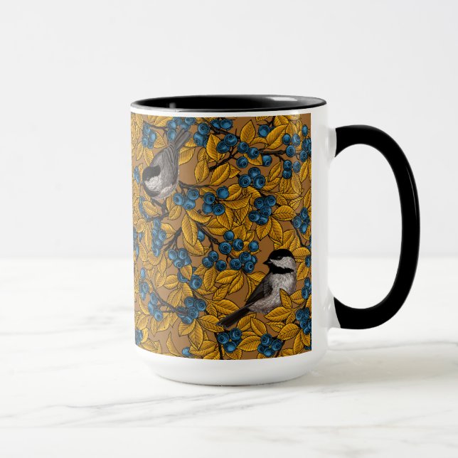 Kichervögel auf den Zweigen der Heidelbeere Tasse (Rechts)