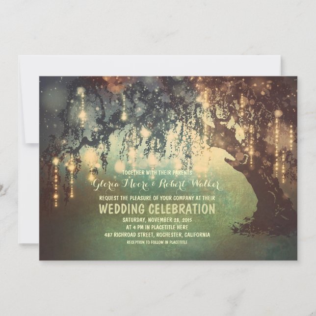 kichkische Lichter Baum Hochzeitseinladungen Einladung (Vorderseite)
