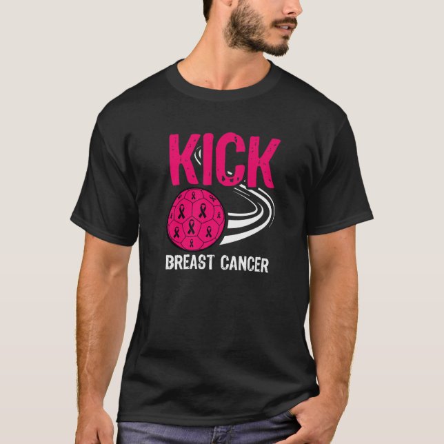 Kick Breast Cancer Awareness Soccer Player T-Shirt (Vorderseite)