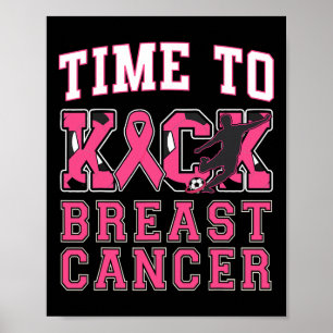 Kick Brustkrebs-Bewusstsein Fußball Rosa Band Bo Poster