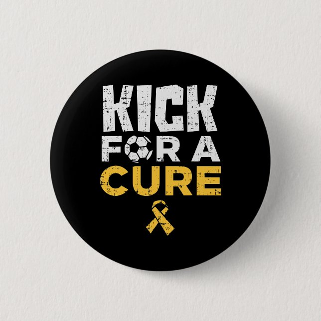 Kick For A Cure Fußball Kindheitskrebs-Bewusstsein Button (Vorderseite)