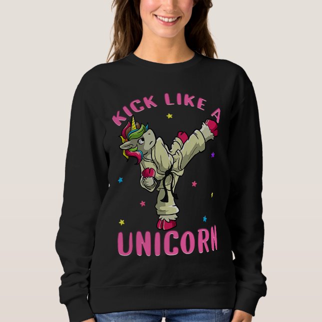 Kick Like a Unicorn Female Taekwondo Student Tae K Sweatshirt (Vorderseite)