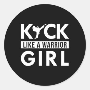 Kick like a Warrior Girl Karate Taekwondo Runder Aufkleber