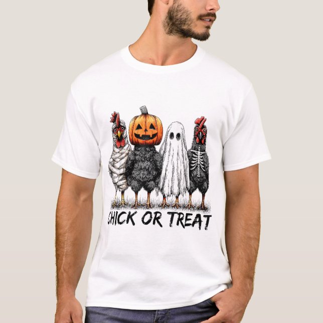 Kick oder Leckerei Halloween Pumpkin Ghost Spooky T-Shirt (Vorderseite)