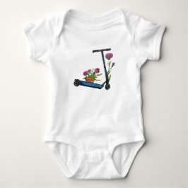 Kick Scooter, Blume Watercolor Art Baby Bodysuit Strampler