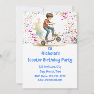 Kick Scooter Thème Anniversaire Fête Invitation