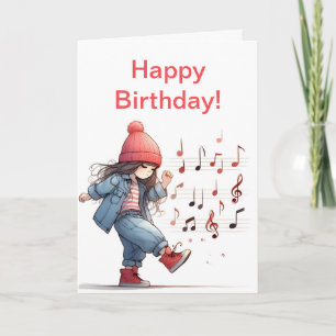 KICK SONG PETITE CARTE D'ANNIVERSAIRE DE LA FILLE