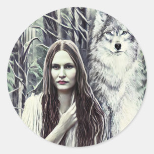 Kickapoo Indian Brujah White Wolf original art    Runder Aufkleber
