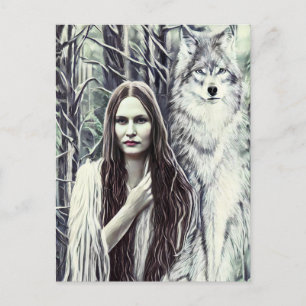 Kickapoo Indian Brujah White Wolf Originalkunst Postkarte