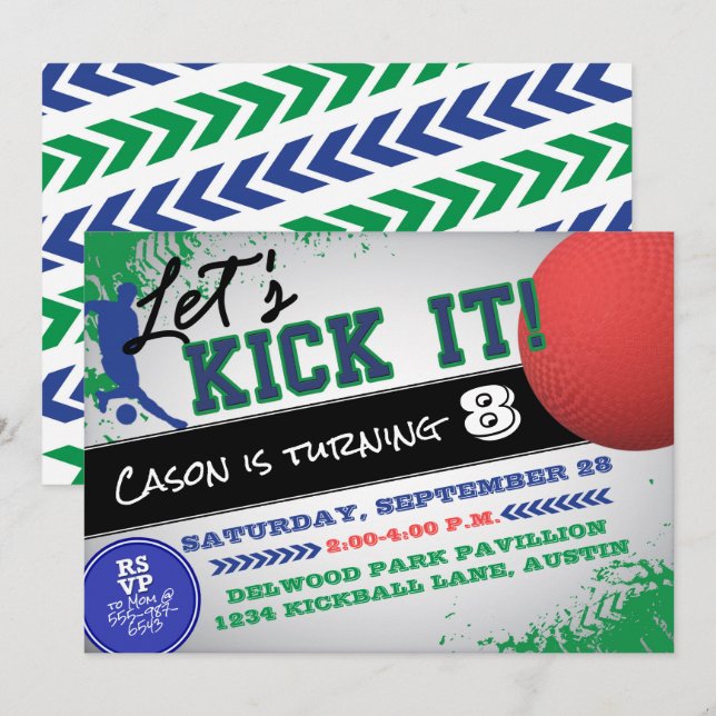 Kickball Boy Sports Geburtstag Einladung (Vorne/Hinten)