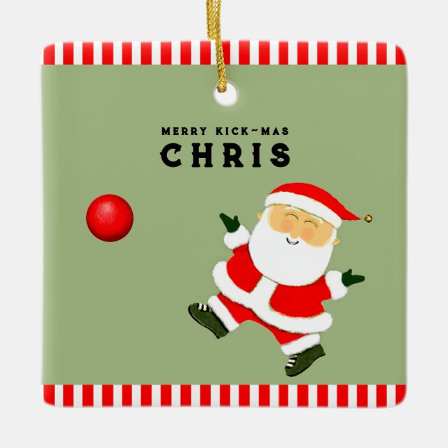 Kickball Player Holiday Gift Keramikornament (Vorderseite)