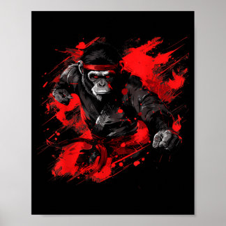 Kickbox-Affe-Märtyrer-Kunst Judo Taekwondo Poster