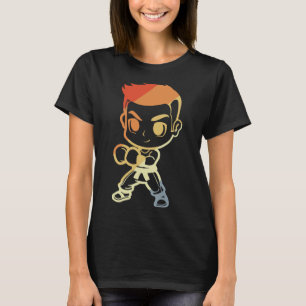 Kickbox-Jungen-Cartoon-Ansicht Kickboxer Karate  T-Shirt