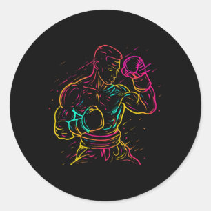 Kickbox-Jungen-Zeichnung 80er-Look Kickboxer für J Runder Aufkleber