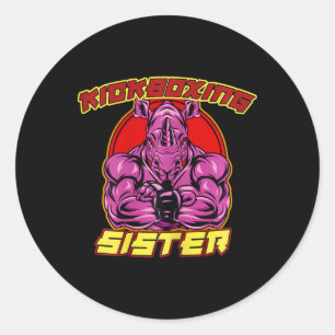 Kickbox-Schwester Martial Arts  Runder Aufkleber