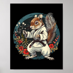 Kickboxen Eichhörnchen Floral Judo Eichhörnchen Li Poster
