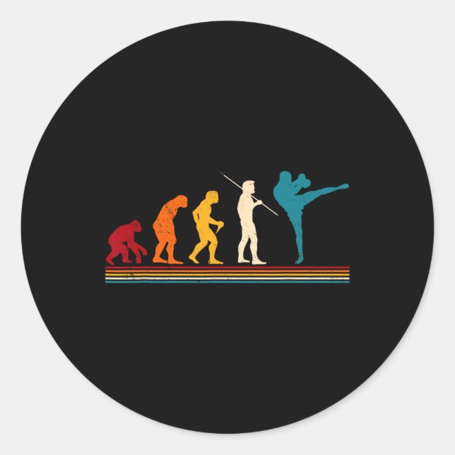 Kickboxen Evolution Kickboxer Karate Boxen Mma  Runder Aufkleber (Vorderseite)