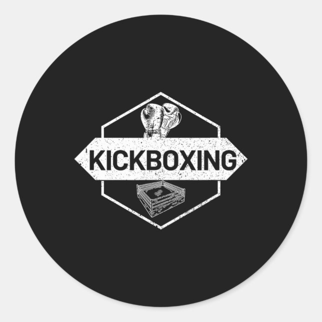 Kickboxen im Ring Runder Aufkleber (Vorderseite)