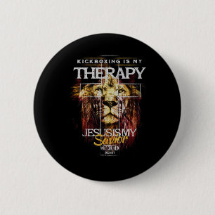 Kickboxen ist meine Therapie Jesus mein Erlöser Mm Button