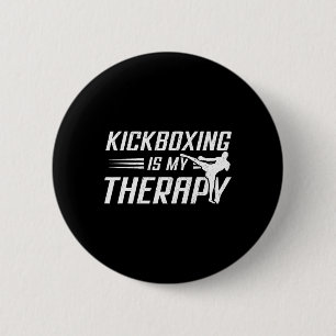 Kickboxen ist meine Therapie Kick Boxing Sportlieb Button