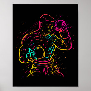 Kickboxen-Junge-Zeichnung 80er-Look Kickboxer für Poster