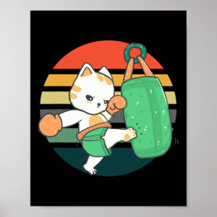 Kickboxen Katze Männer Frauen Kinder Poster