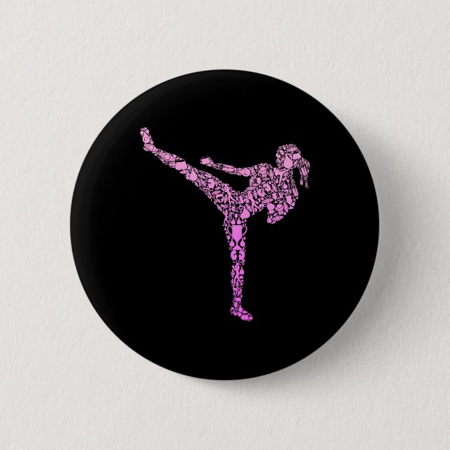 Kickboxen Kickboxer Karate Mädchen Kinder Frauen  Button (Vorderseite)