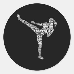 Kickboxen Kickboxer Taekwondo Karate Mädchen Fraue Runder Aufkleber