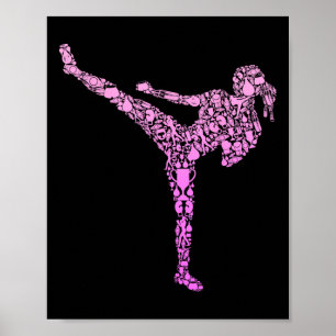 Kickboxen Kickboxerin Karate Mädchen Kinder Frauen Poster