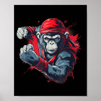 Kickboxen Monkey Martial Arts Taekwondo Jiu-Jitsu Poster