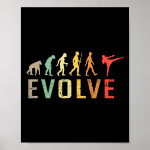 Kickboxen Muay-thai Evolution Vintage Lustiges Des Poster