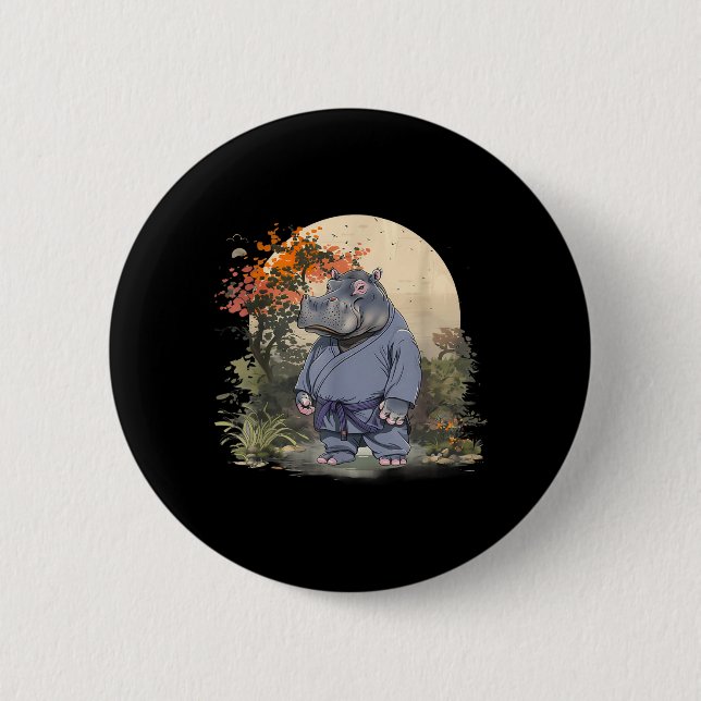Kickboxen Nilpferd Kampfsport Karate Jiu-Jitsu MMA Button (Vorderseite)