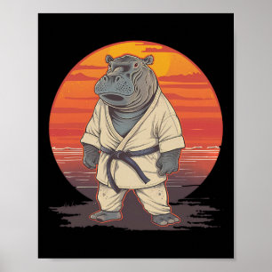 Kickboxen Nilpferd Kampfsport Karate Jiu-Jitsu MMA Poster