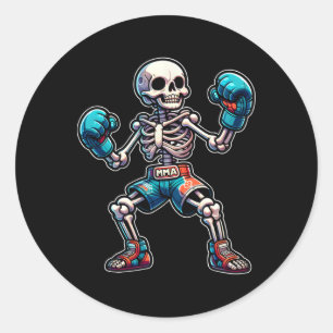 Kickboxen Skelett Kickboxer Muay Thai Mma Kämpfer Runder Aufkleber